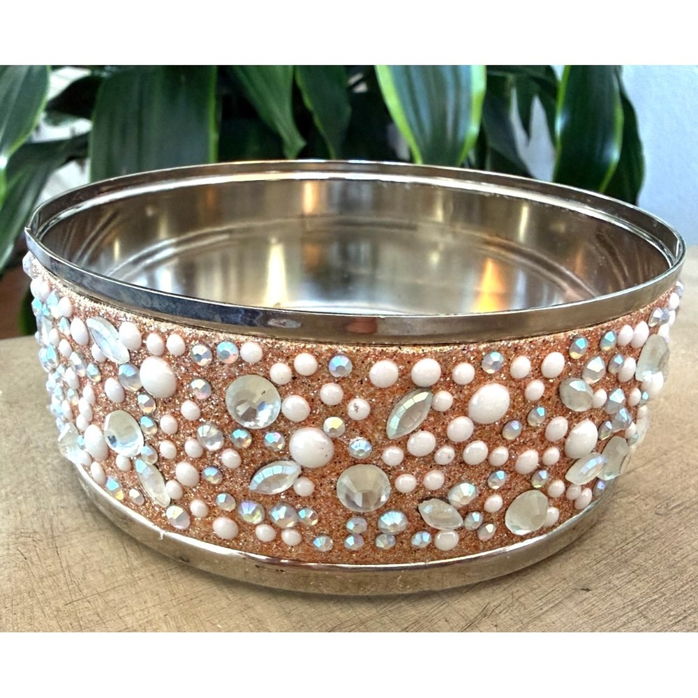 Bath and Body Works Pearls & Gems Metal Candle Holder 3-Wick Sleeve
